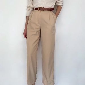 Vintage Creme Pleated Trousers - Excellent Condition